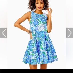 NWT Lilly Pulitzer Blue and Green Floral Dress
